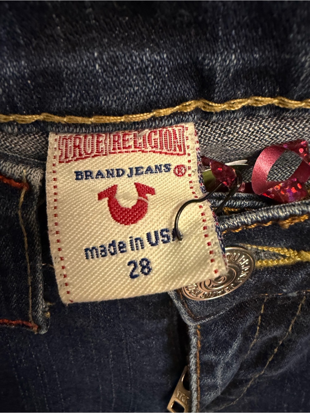 True Religion Johnny Bootcut Jeans Y2K Made in USA Dark Wash Size 28 - Picture 7 of 7
